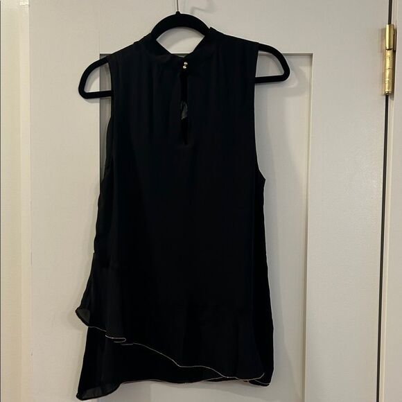 NWT Parker Black Sleeveless Top with Gold Trim, Size Large - Picture 5 of 12